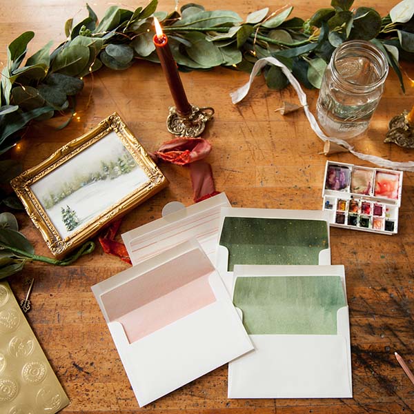 5 Holiday Watercolor Cards With Envelopes 