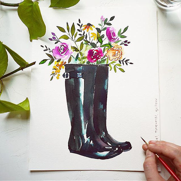 boots and flowers