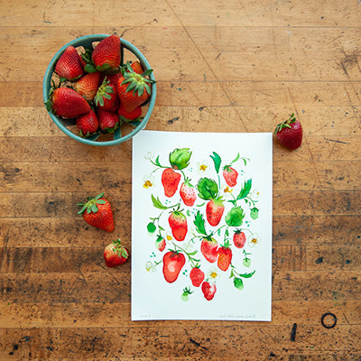 Strawberries Watercolor Painting Project