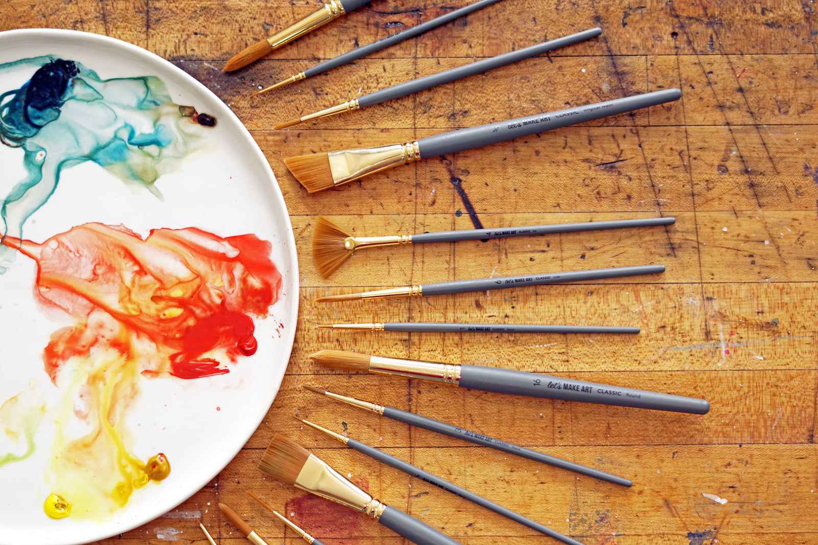 Premium Photo  Row of artist paint brushes on background