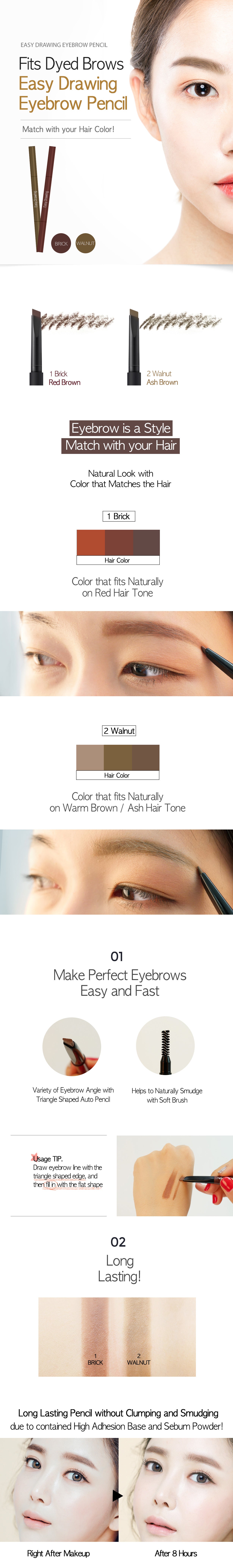 Easy Drawing Eyebrow Pencil #02Walnut 0.6g