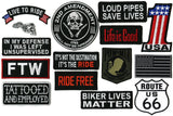 FTW Live to Ride Biker Lives Matter Pow Mia Small Patriotic Patch Embroidered Motorcycle Patches 15pc. Set