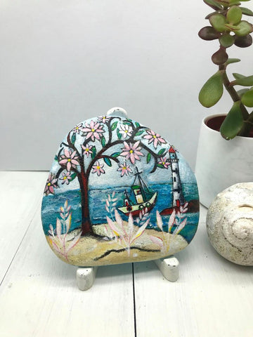 tree of life mexican original rock painting folk home beach decoration Christine Onward australia blog gift beautiful summer christmas