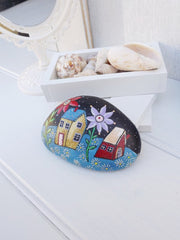 painted rocks flowers village happy home decoration