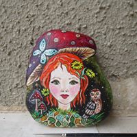 portrait fairy painted rock Danijela Milosevic art Greece Christine Onward Australia 