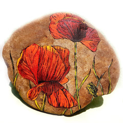 painted rocks flower happy home decoration artist Tunde Fodor