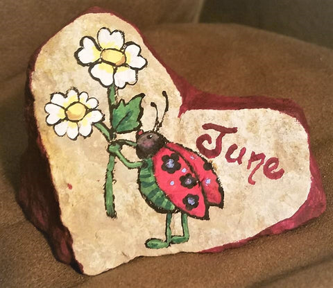 love heart painted rock flowers garden decoration ladybug love romance