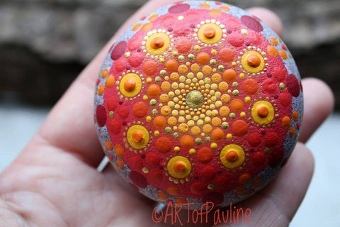 painted rock red mandala rockstreet collective