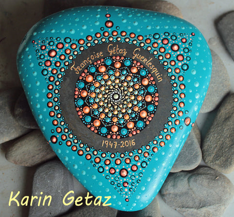 Painted rock mandala dot art home decoration by Karin Getaz Australia