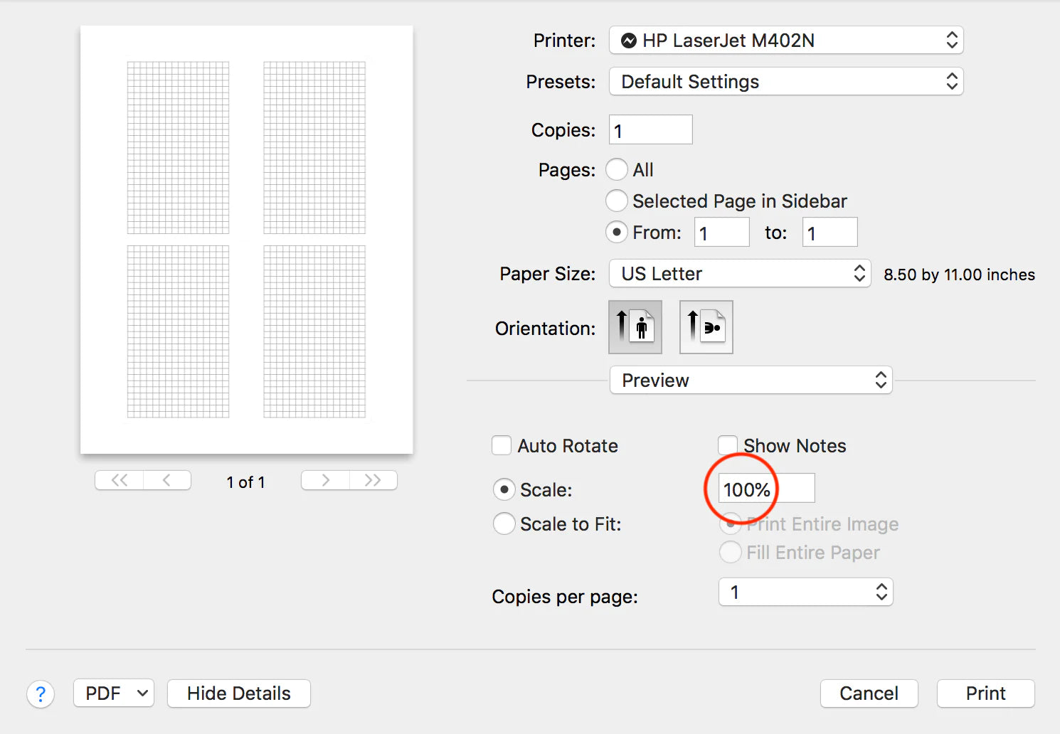 Mac print settings