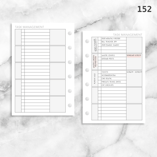 Recurring Tasks: Minimal Printable Pocket Planner Inserts