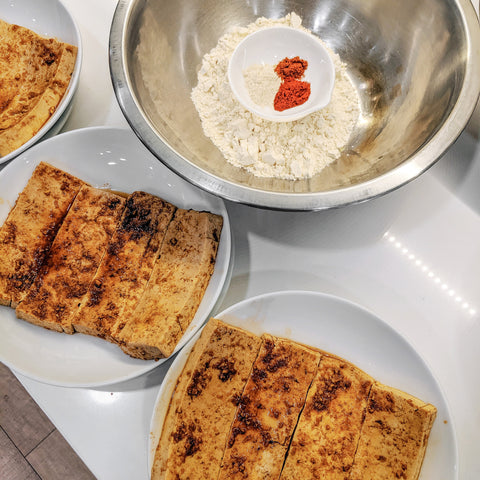 Tofu steaks marinated in Umami marinade