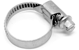 Stainless steel smooth-band worm-drive hose clamp (5/8 inch to 1-1/16 inch clamp diameter range)