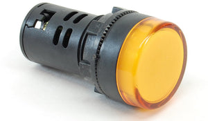 Yellow 22mm LED pilot light, 220-240V AC/DC
