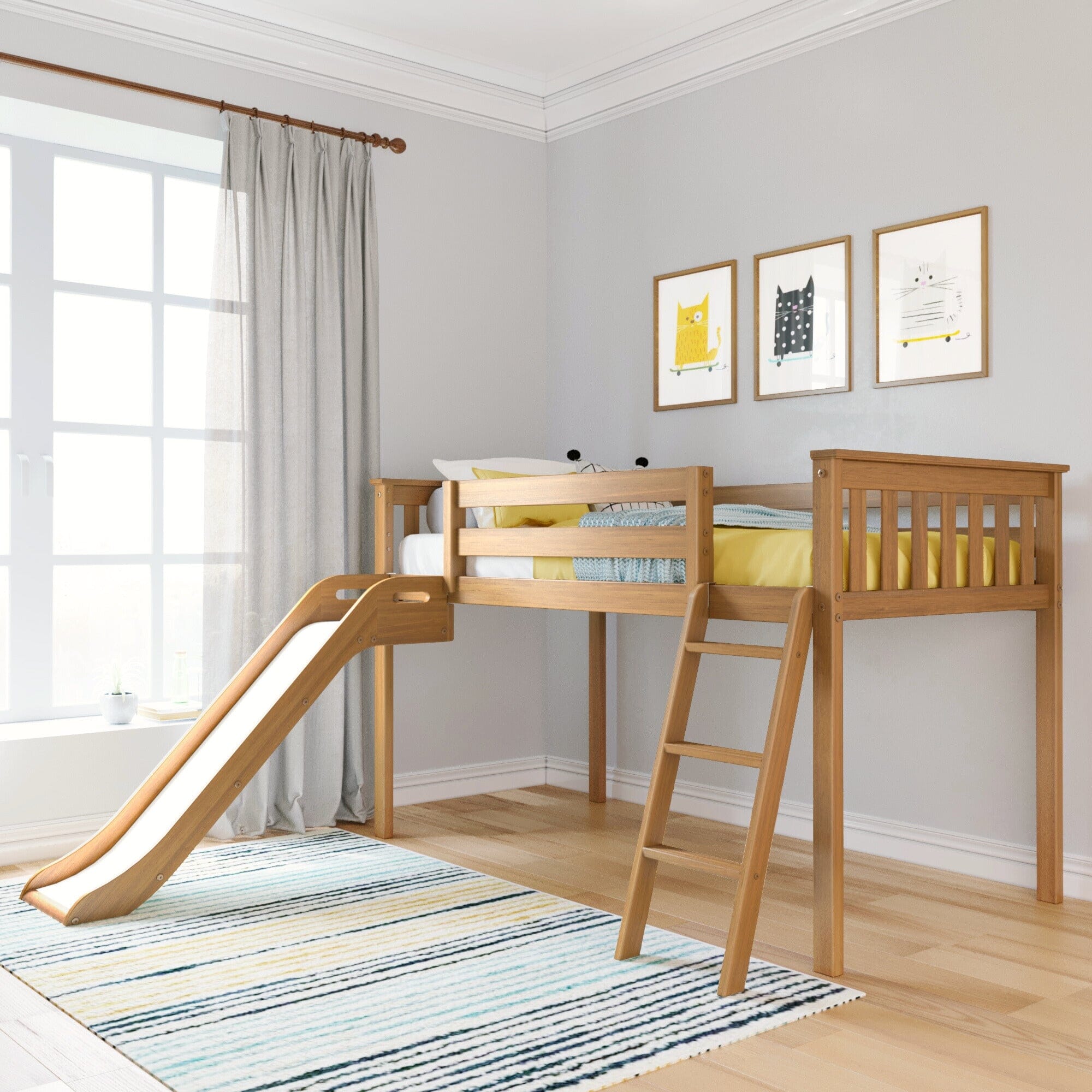 Image of Twin Low Loft Bed with Easy Slide