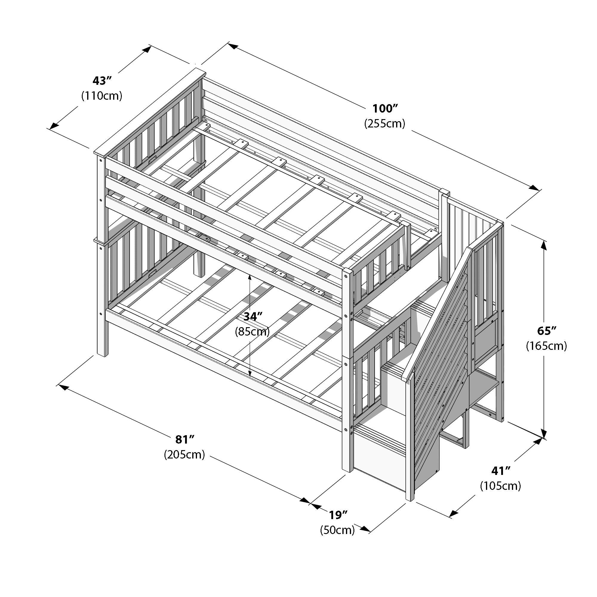 Twin Over Twin Bunk Bed With Stairs