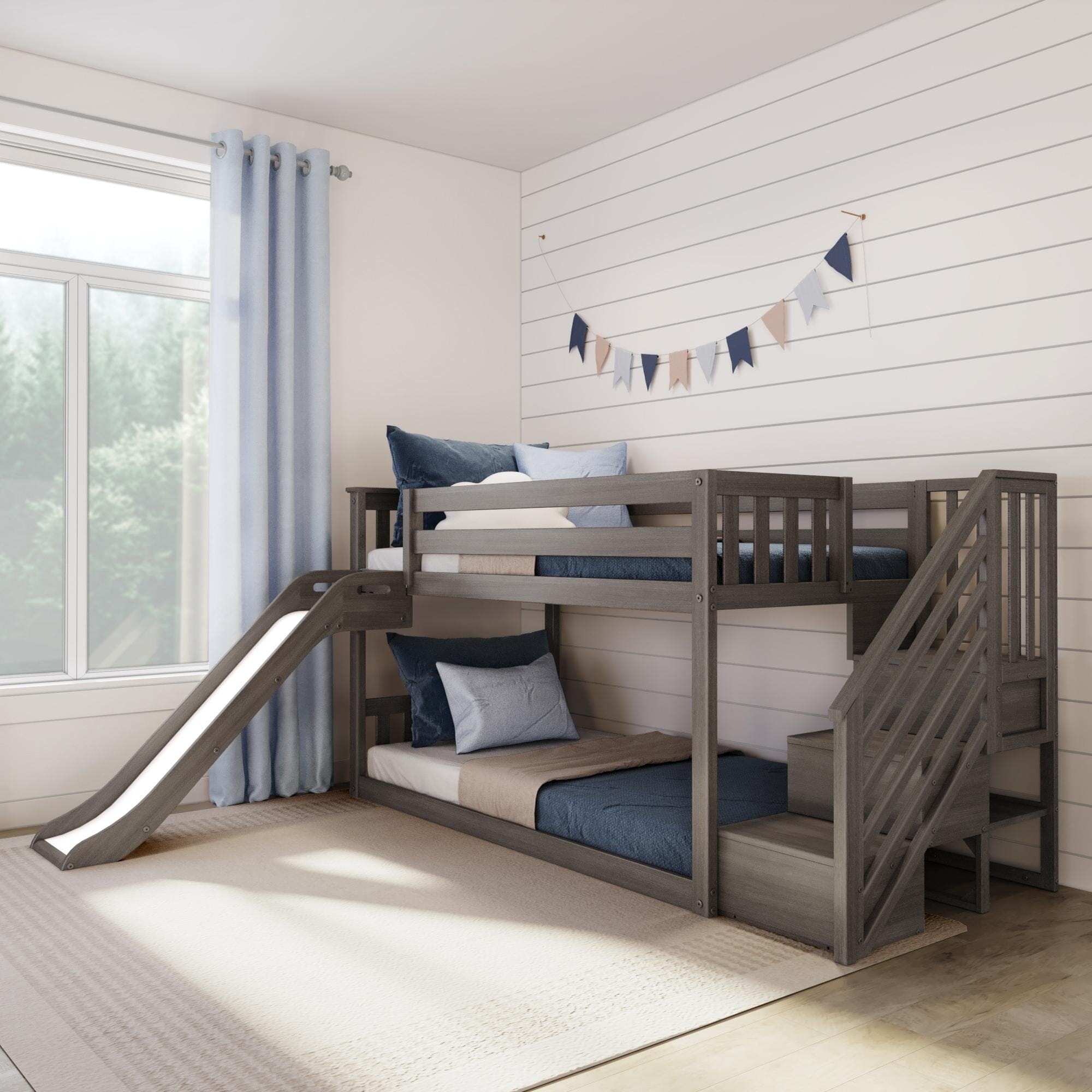 Image of Twin over Twin Low Bunk with Stairs and Easy Slide