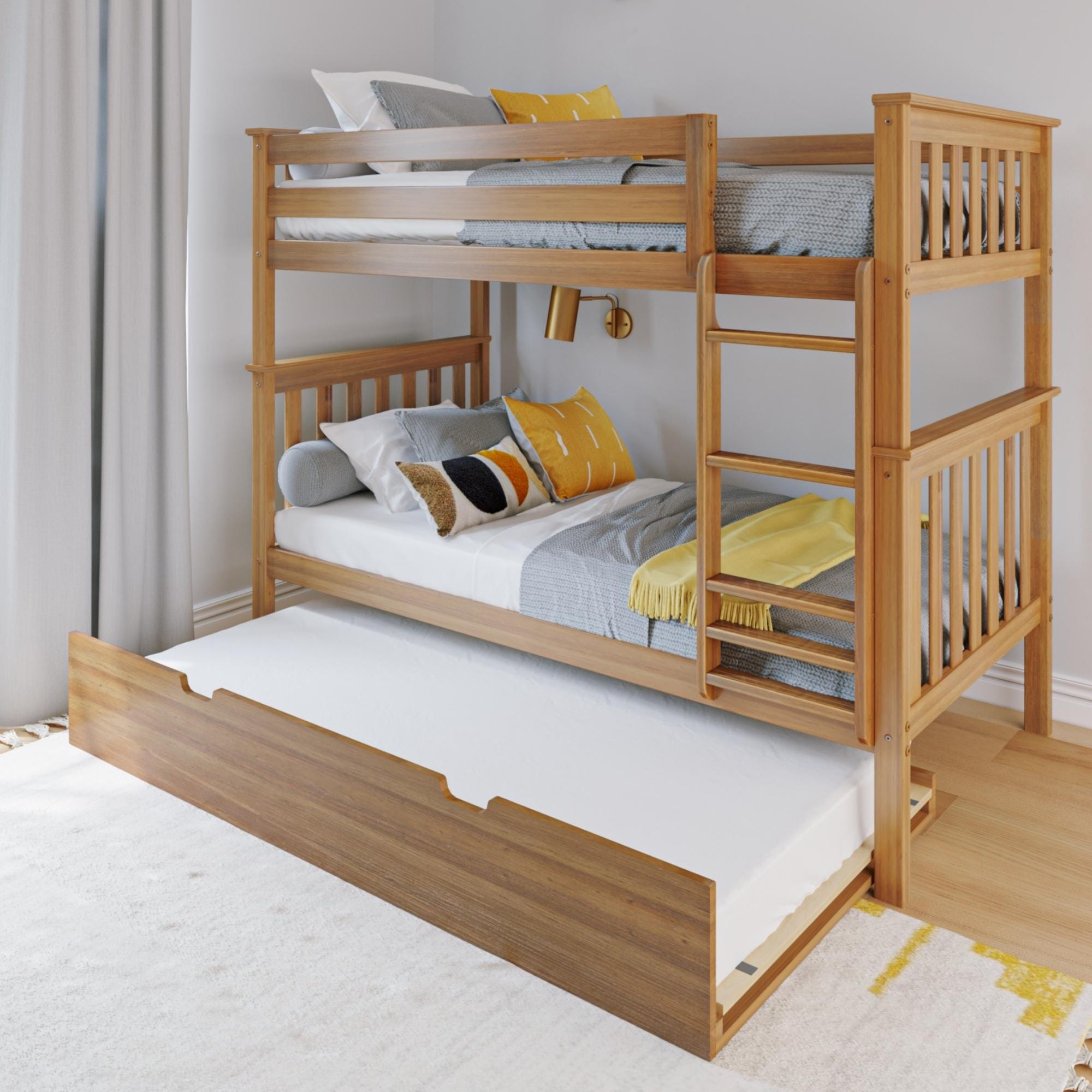 Image of Kid's Twin Over Twin-Size Bunk Bed with Trundle
