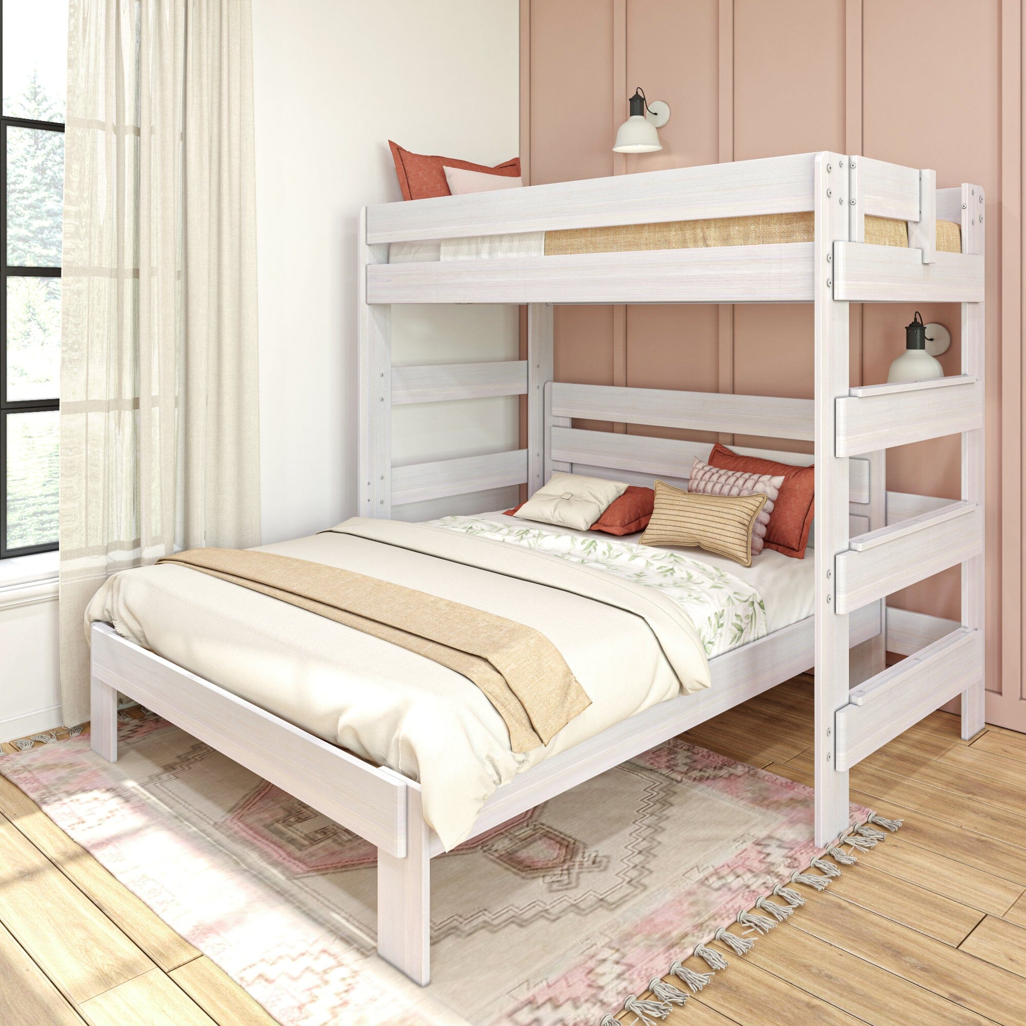 Image of Modern Farmhouse Twin over Queen L-Shaped Bunk Bed
