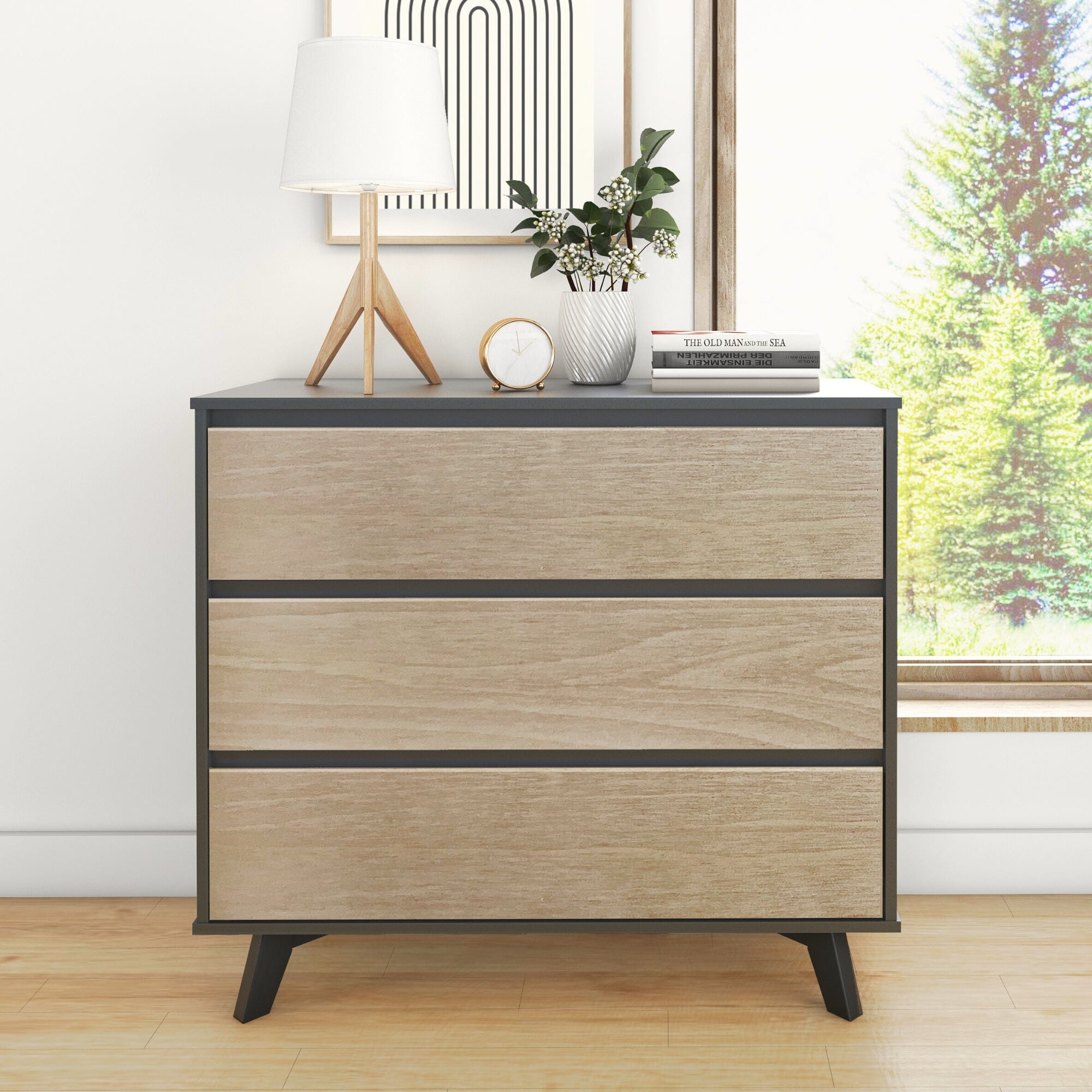 Image of Scandinavian 3-Drawer Wood Dresser