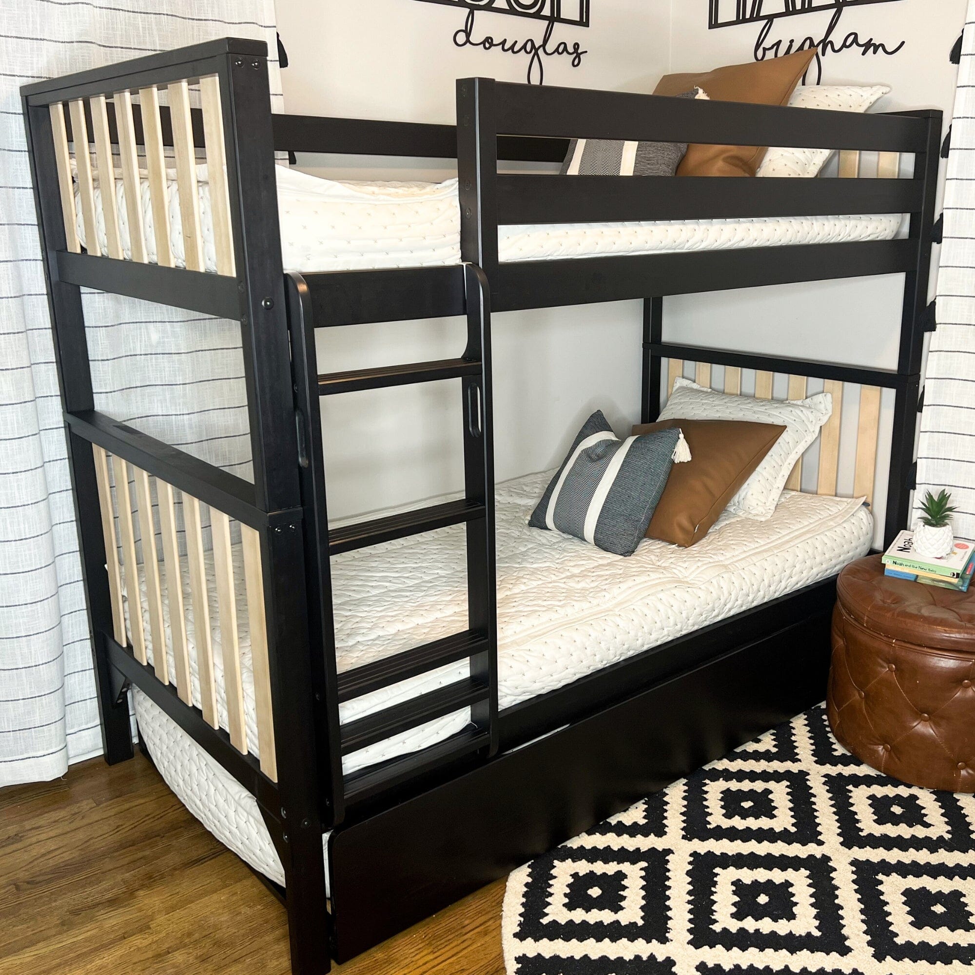 Image of Scandinavian Twin over Twin Bunk Bed with Trundle