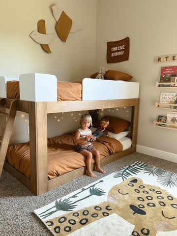 Mid-Century Modern Low Bunk Bed for Kids