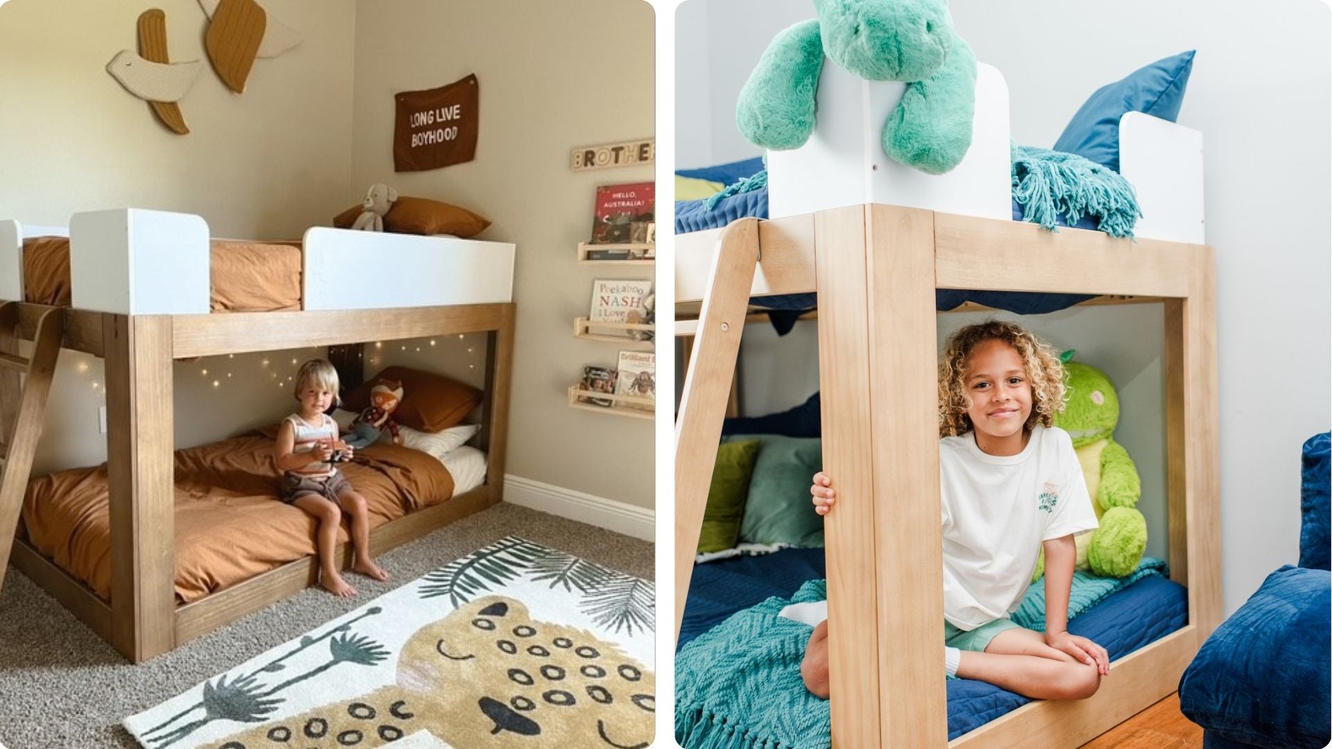 mcm twin over twin low bunk beds for kids