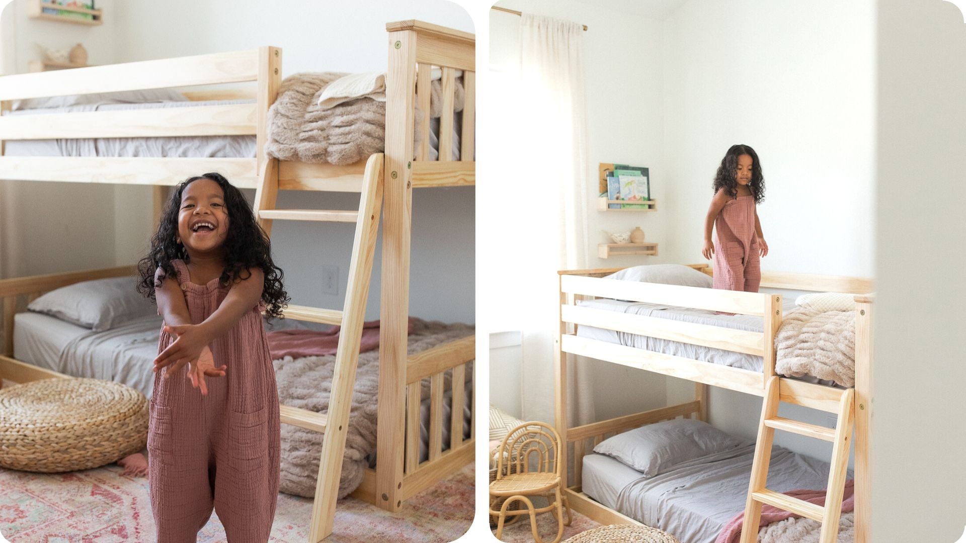 Twin over twin-size low bunk bed for kids