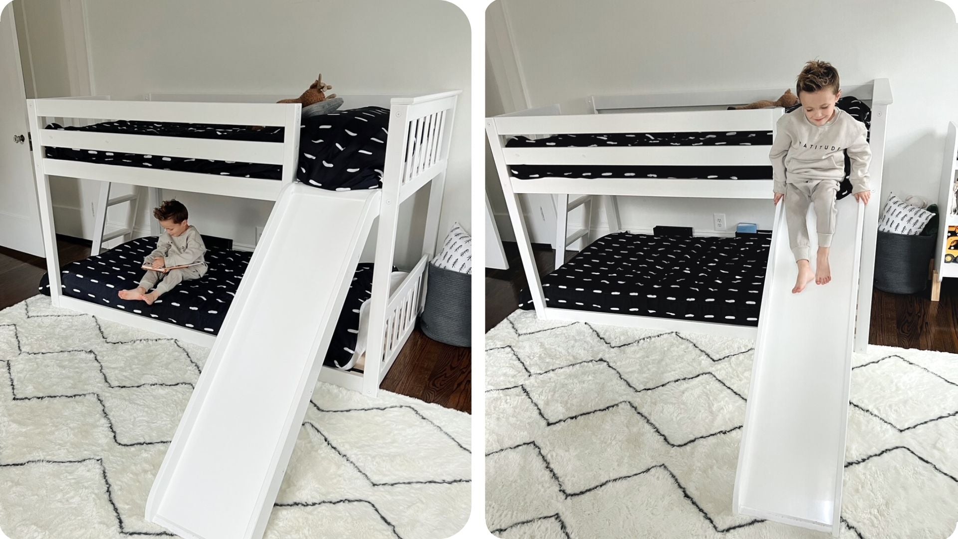 Low bunk bed with slide
