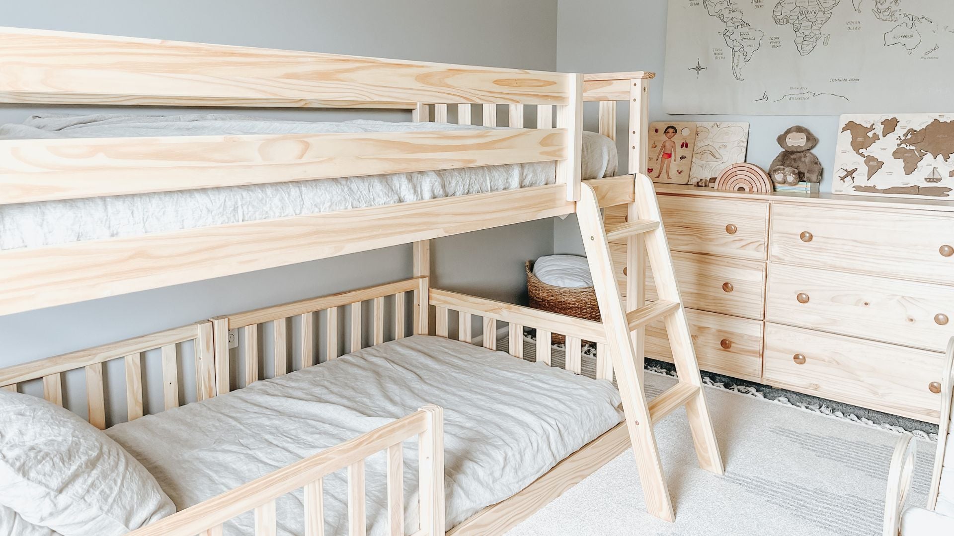 twin size bunk bed with rails