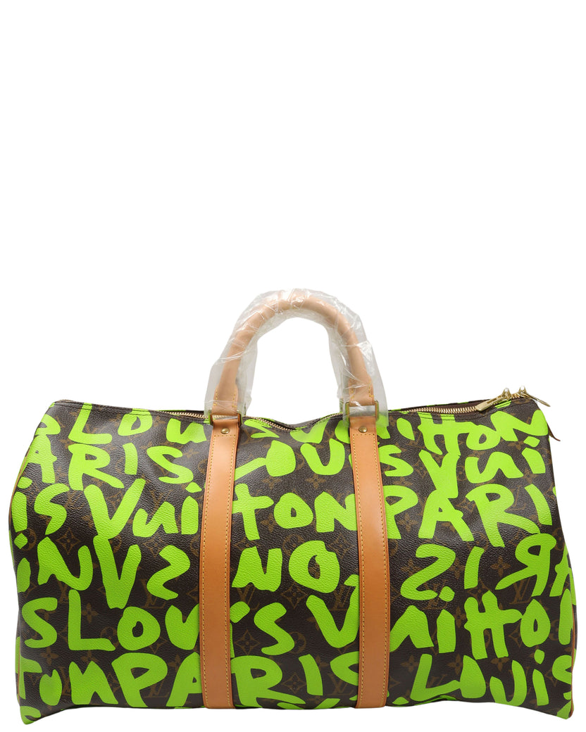 Stephen Sprouse x Louis Vuitton Green Monogram Graffiti Keepall 50