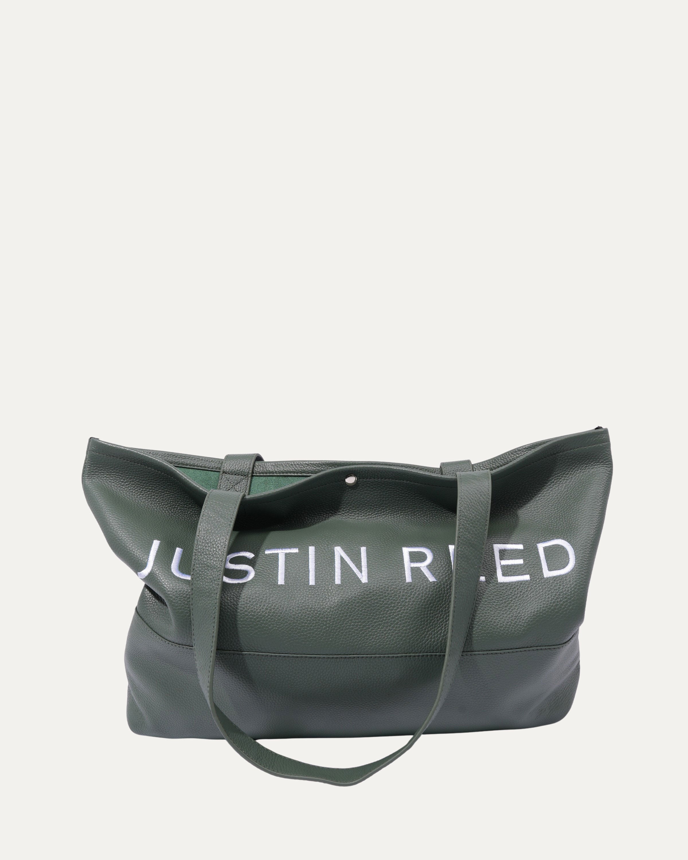 image of JR Logo Embroidered Leather Tote Bag