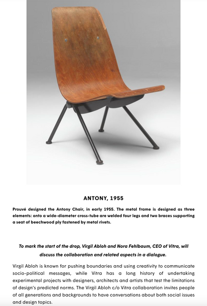 Antony chair by Virgil Abloh c/o vitra – kapok