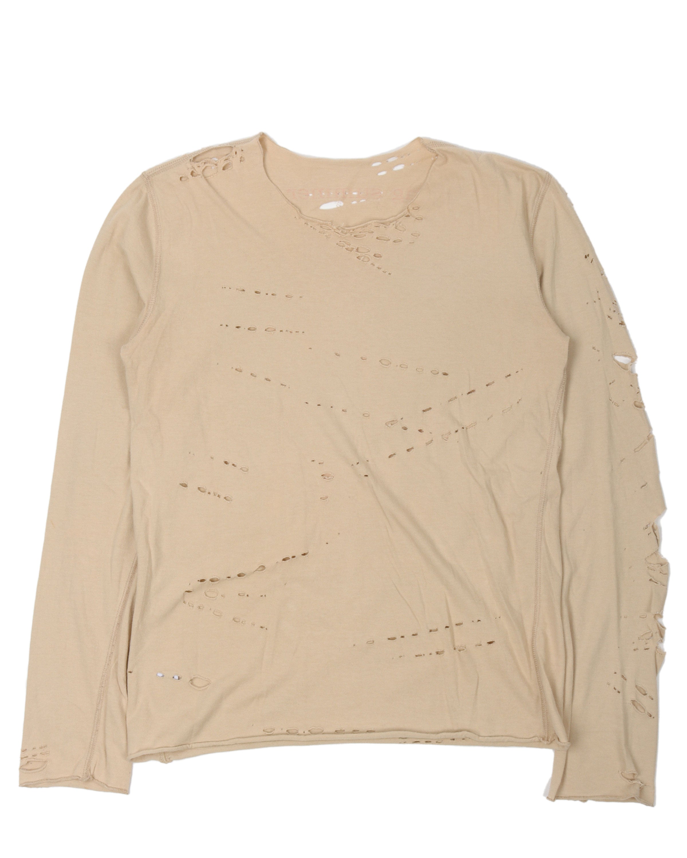 Image of Fitted Distressed Long Sleeve