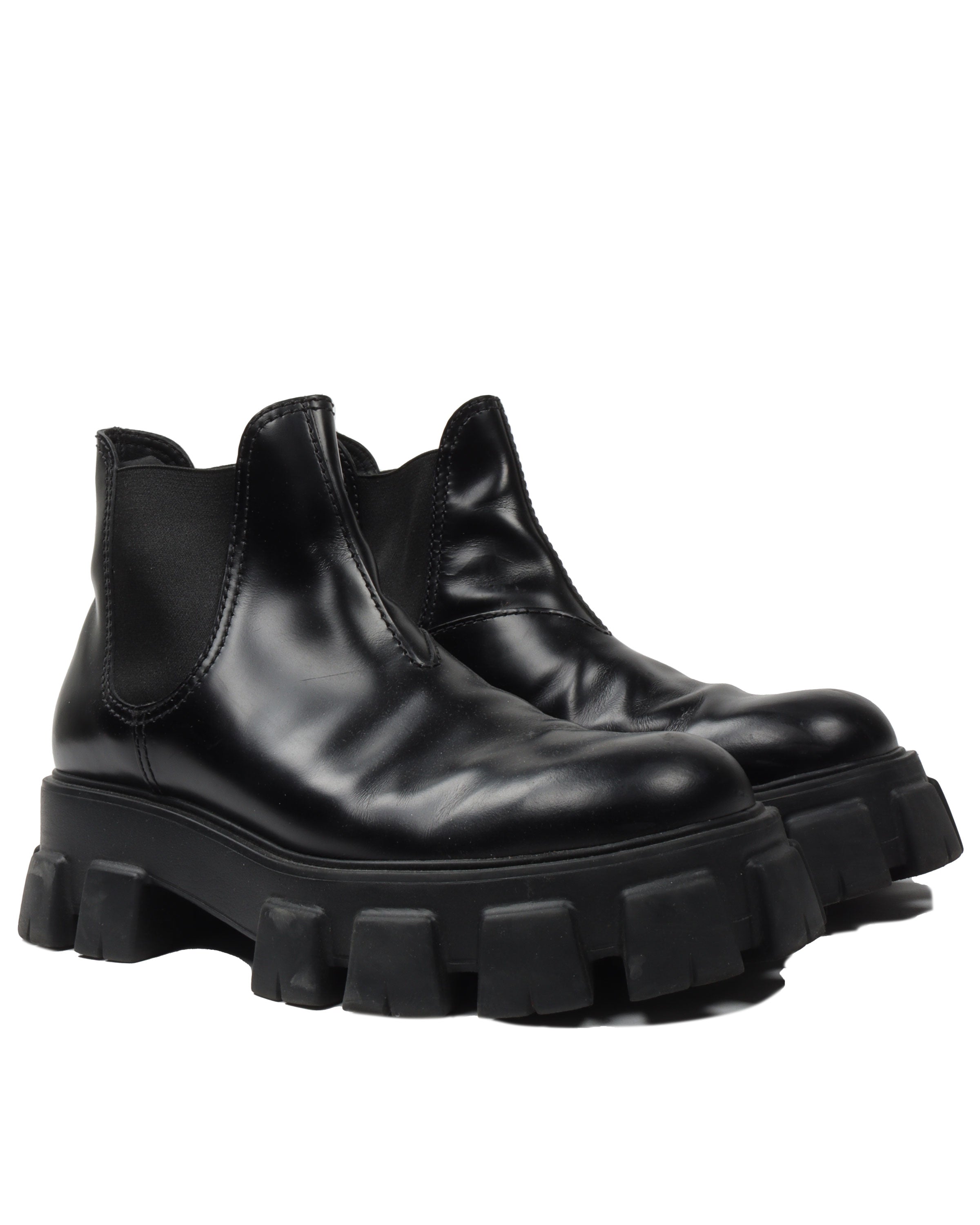 Prada Monolith Brushed Leather Chelsea boots