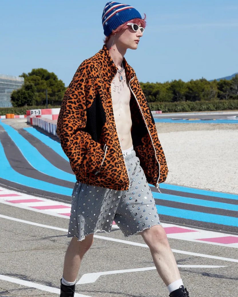 Celine Leopard Print Polar Fleece Jacket