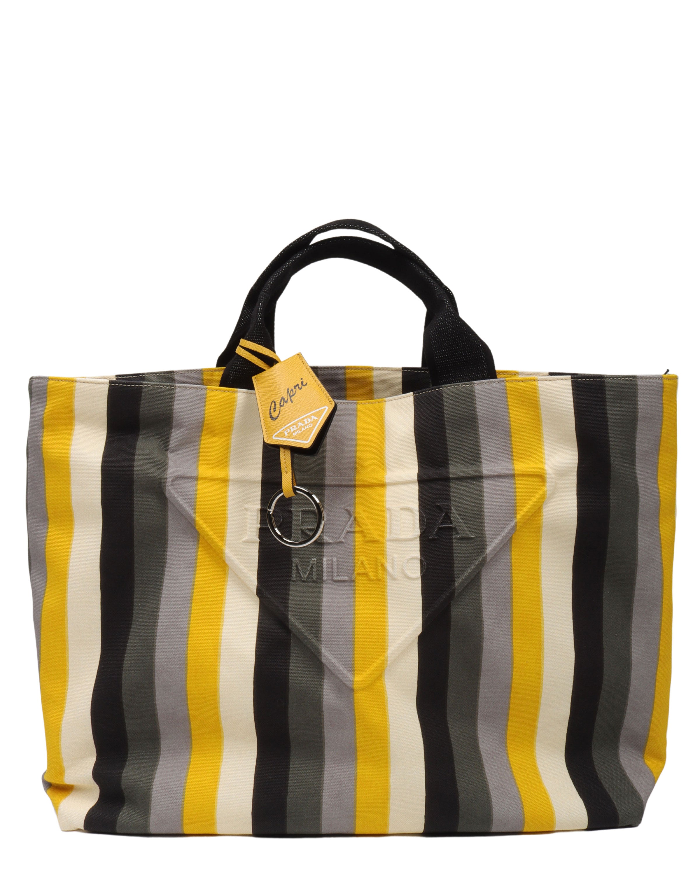 Prada Leather Striped Tote Bag