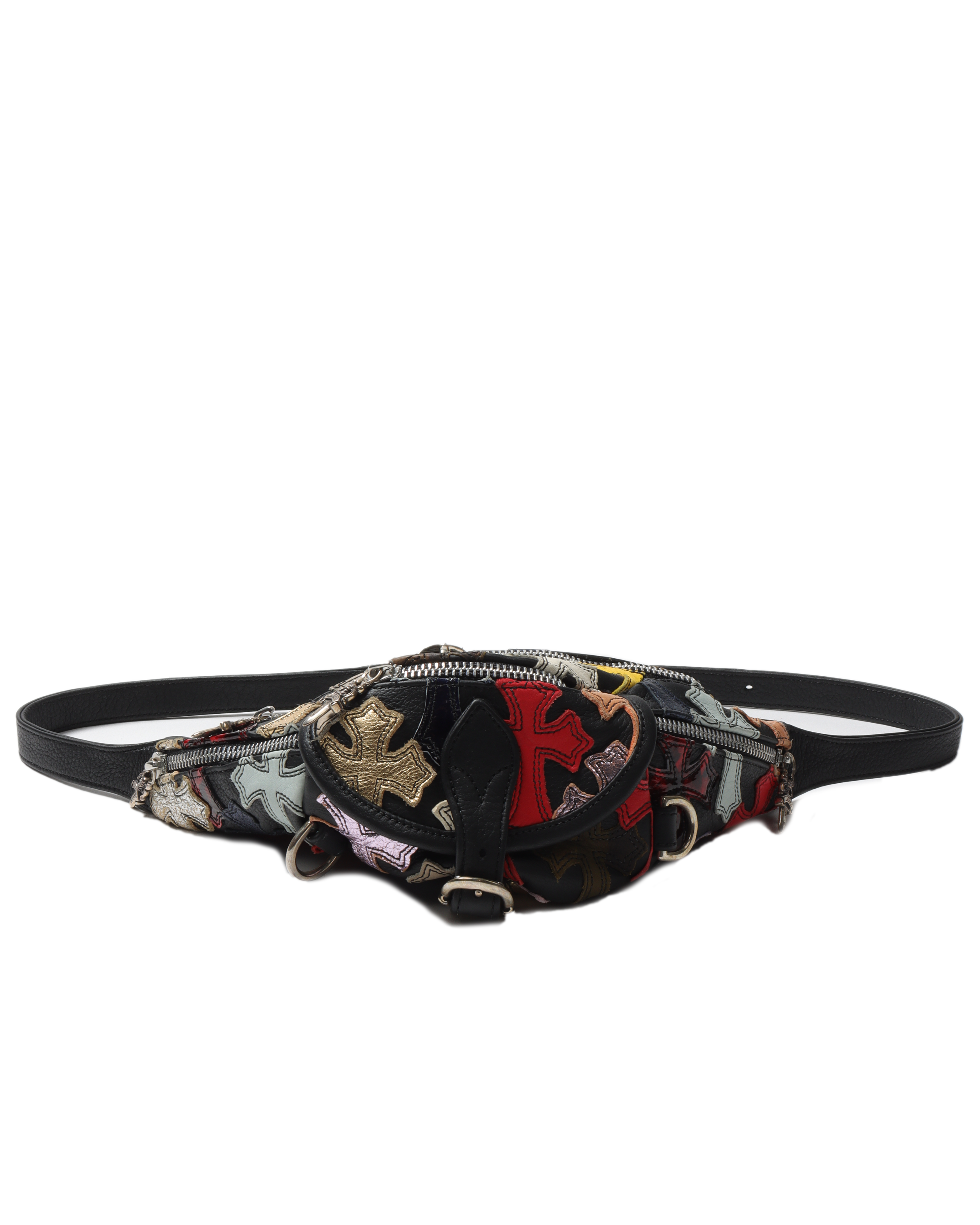 Chrome Hearts All-Over Cross Patch Leather Waist Bag
