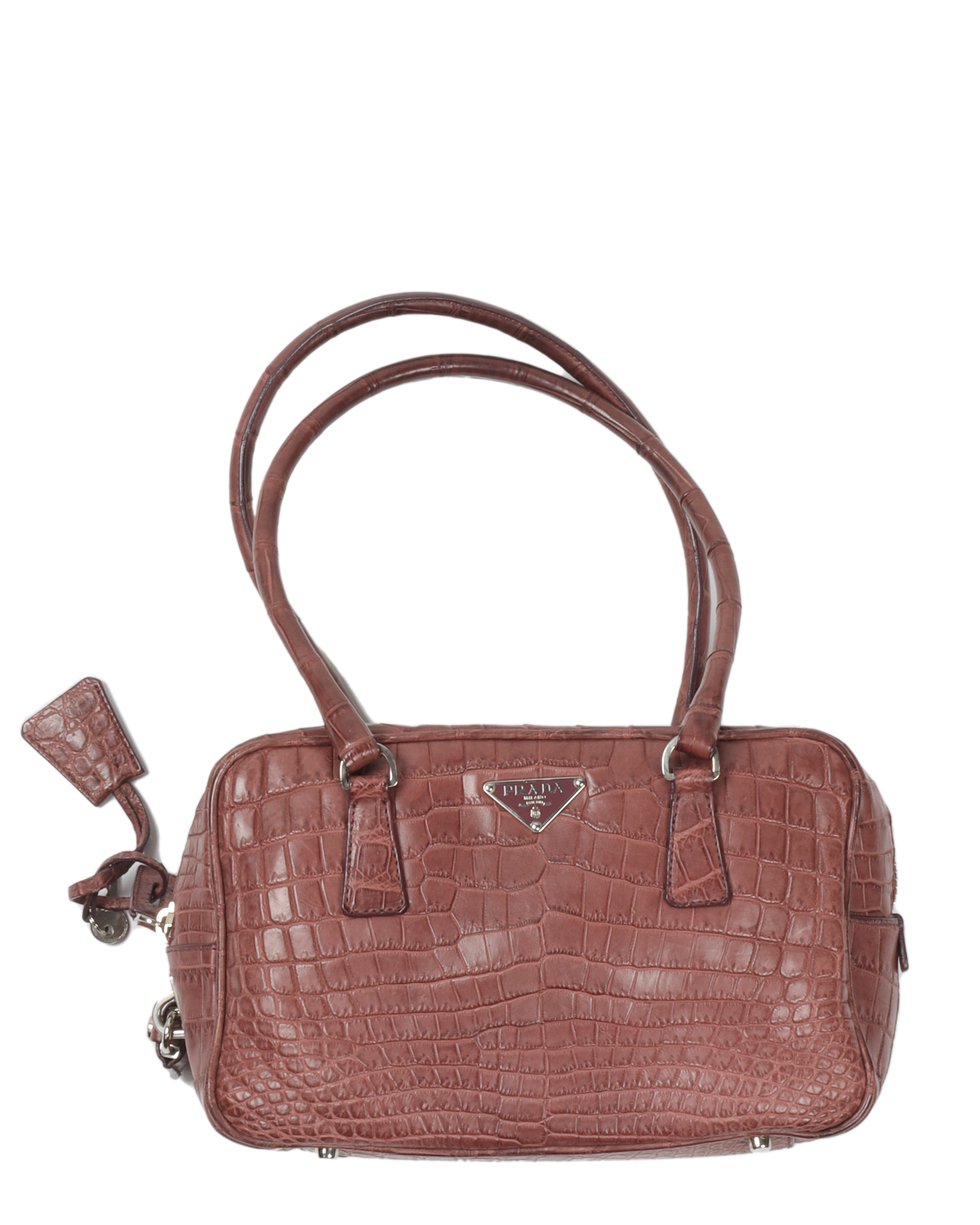 Prada Dark Pink Vintage Embossed Crocodile Effect Bag