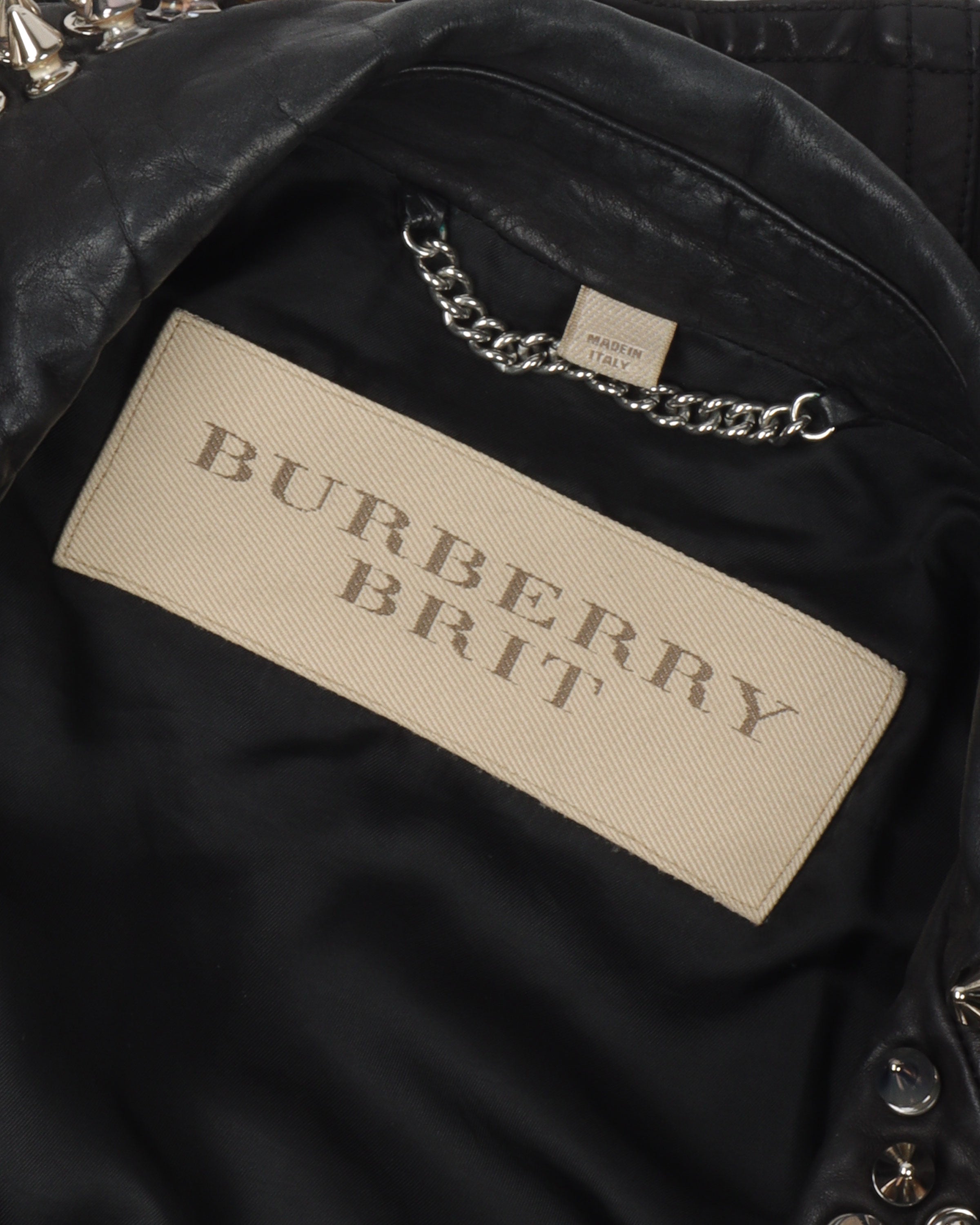 Burberry Brit Spiked Studded Leather Jacket