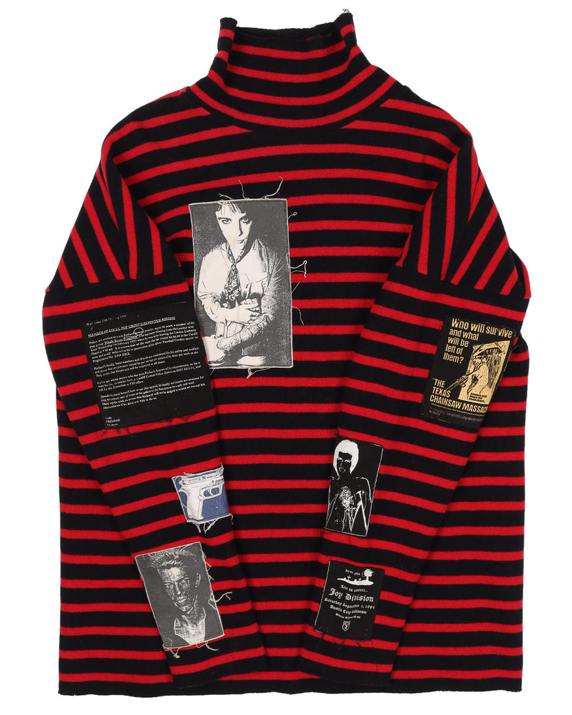 Raf Simons A/W 2001 Riot Riot Riot Patched Sweater