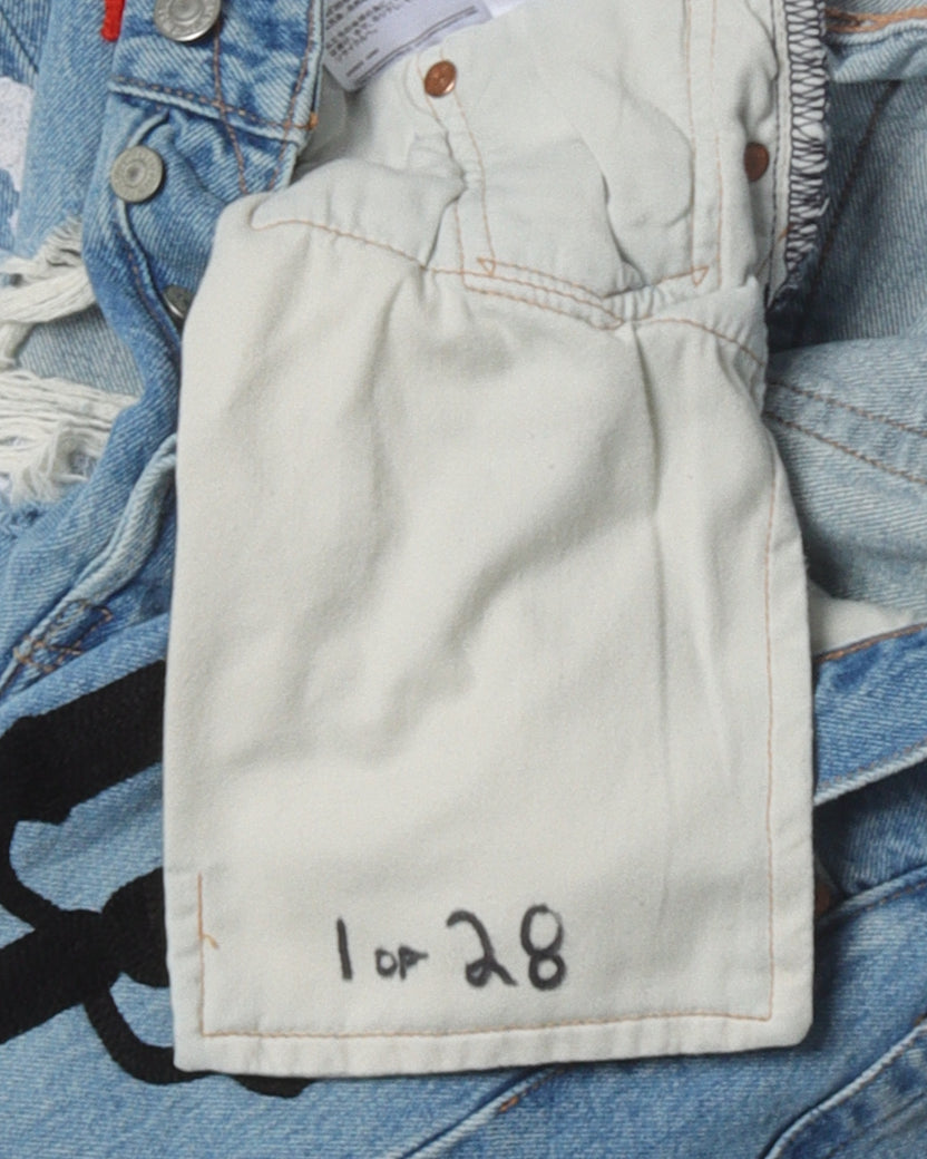 Denim Tears X Virgil Abloh "Message in a Tear" Embroidered Jeans