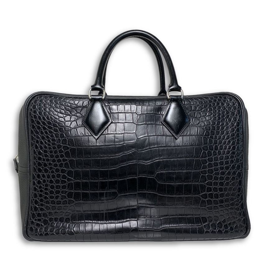 Hermes Black Plume Croc Leather Bag 40CM