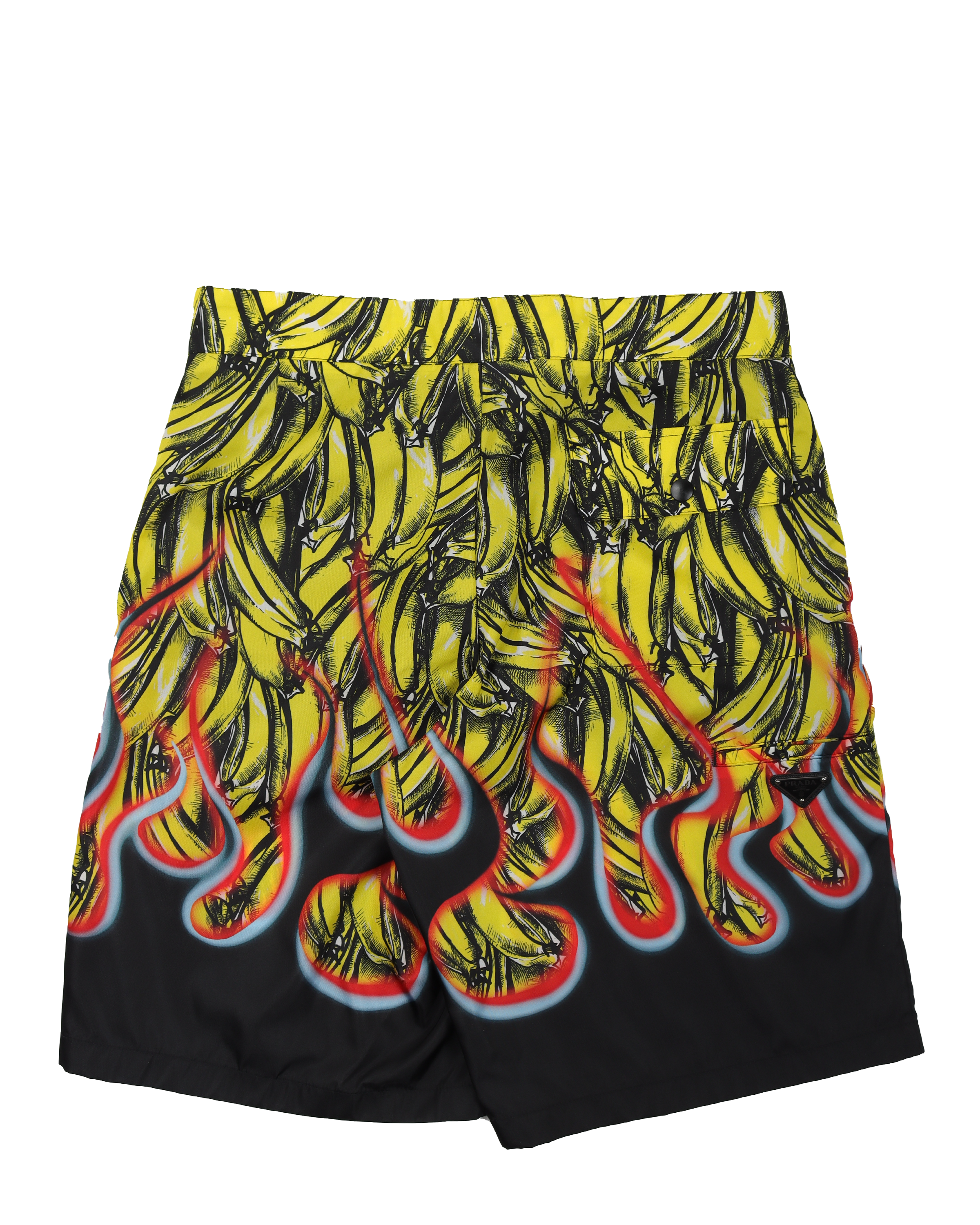 Prada Banana & Flame-Printed Swim Trunks