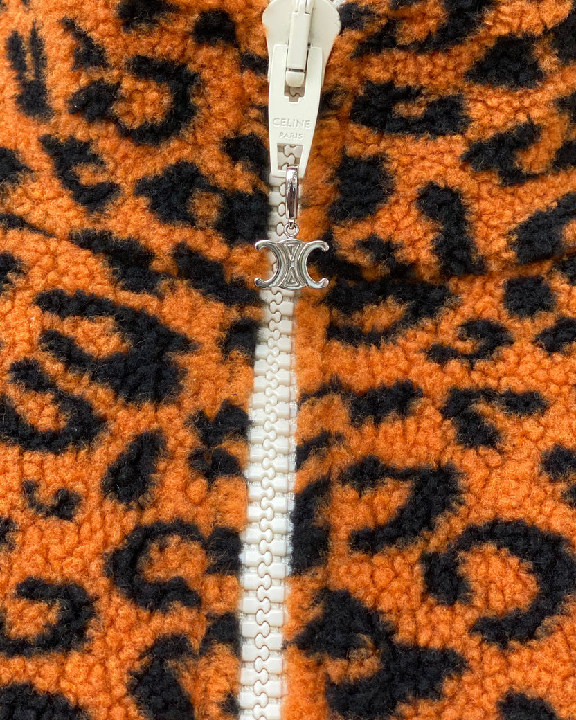 Celine Leopard Print Polar Fleece Jacket