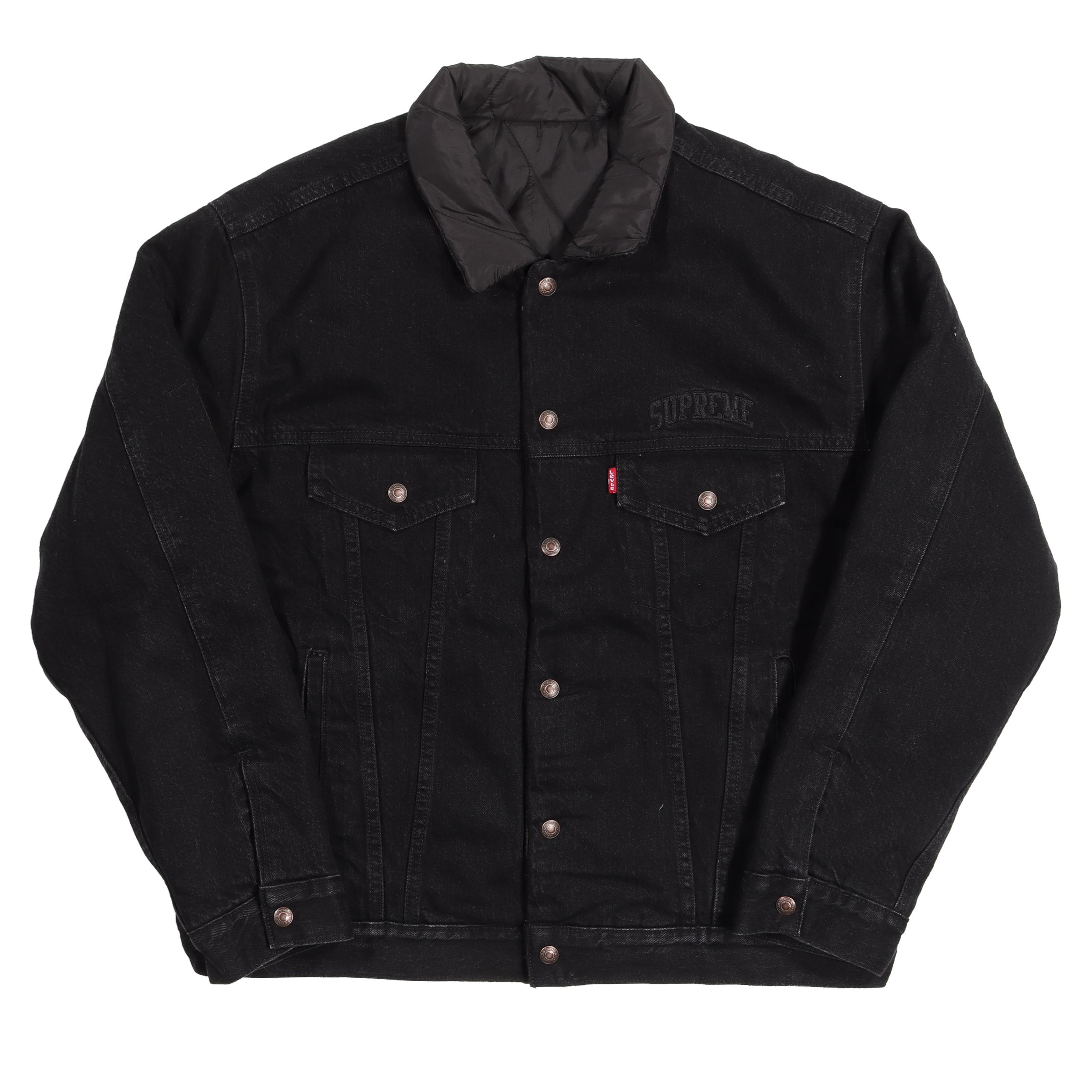 supreme levi's quilted reversible trucker jacket