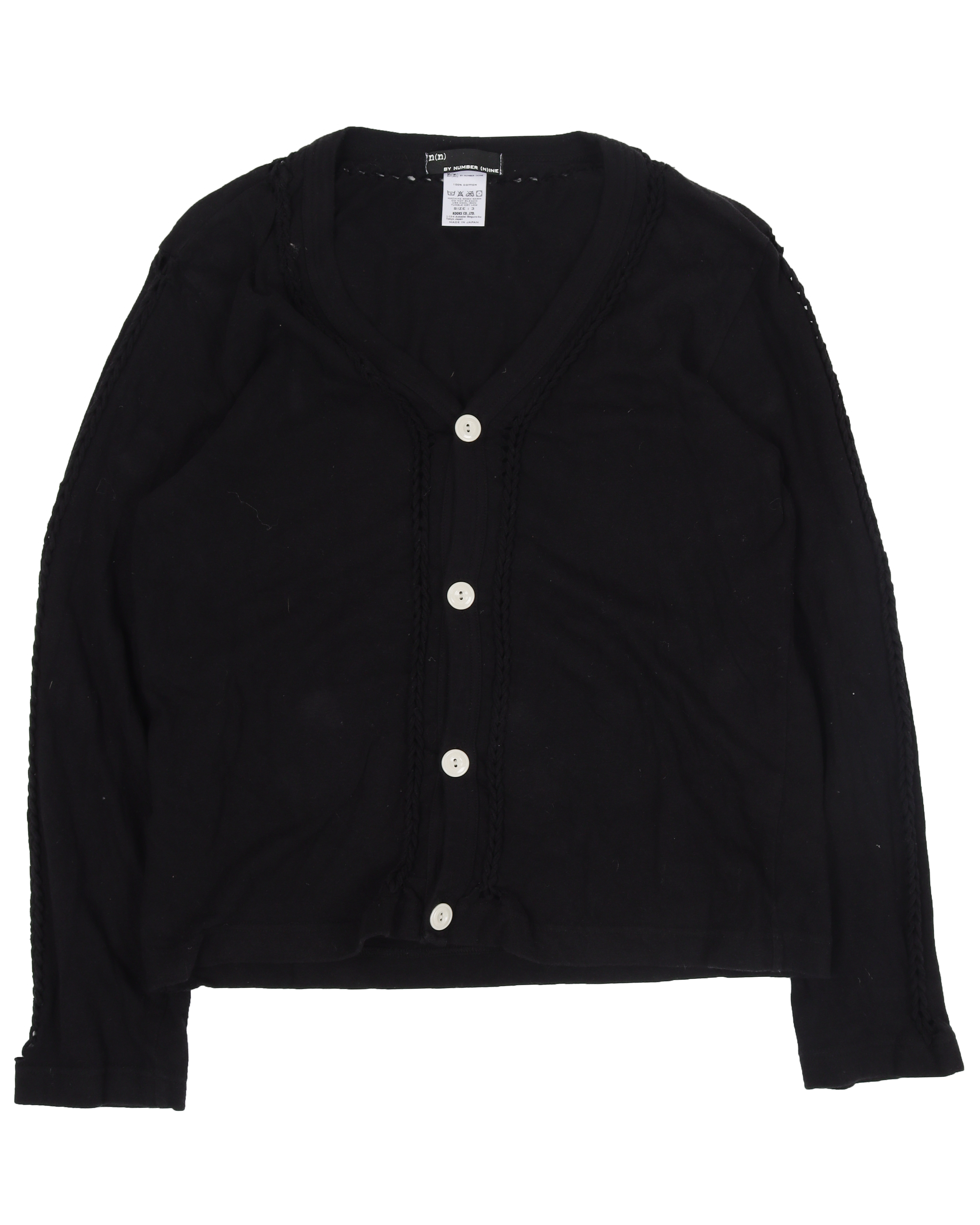 Image of Braided Black Cardigan Sweater 2004 "Noir"