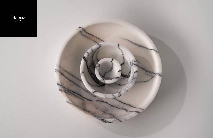 MARBLE BOWLS SET, Lilac - Stone Serve Bowl, S-M-L or of 3