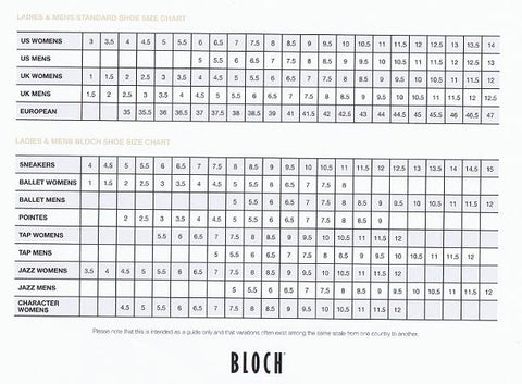 Bloch Tap Shoes Size Chart