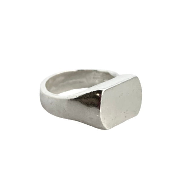 Curved Edge Rectangle Signet Ring Mens | SilverBoo Jewellery 